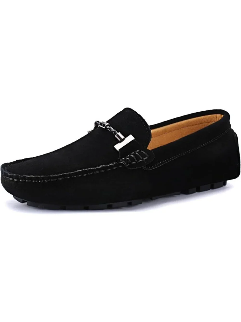 DCZTELG Men's Black Suede Calf Leather Penny Loafer Slip On Party Comfort Shoes